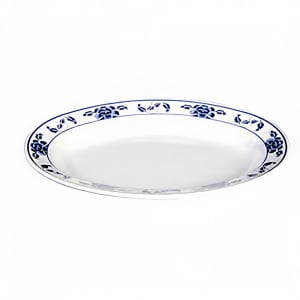 438-2112TB 12" x 9" Oval Lotus Platter - Melamine, White/Blue