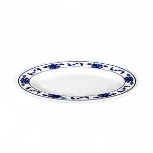 438-2010TB 9 7/8" x 7 1/4" Oval Lotus Platter - Melamine, White/Blue