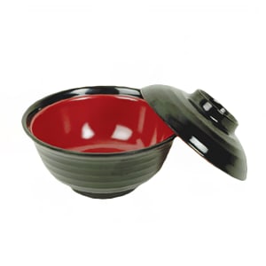 438-3221JBR 8 oz Round Melamine Soup/Vegetable Bowl, Red/Black
