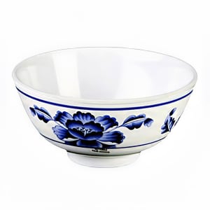 438-3004TB 12 oz Lotus Rice Bowl - Melamine, White/Blue