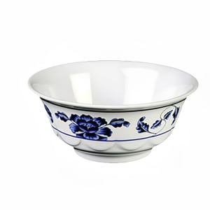 438-5285TB 53 oz Round Melamine Bowl, White/Blue