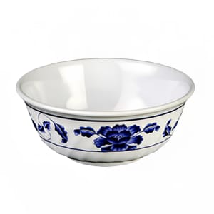 438-5308TB 48 oz Round Melamine Bowl, White/Blue