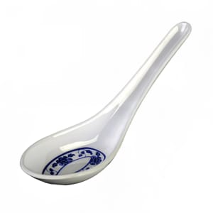 438-7003B 3/4 oz Melamine Won Ton Spoon, White/Blue