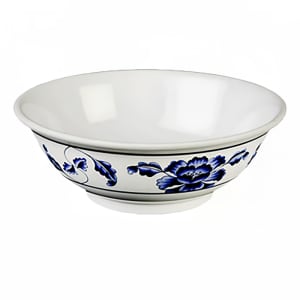 438-5095TB 96 oz Round Melamine Bowl, White/Blue