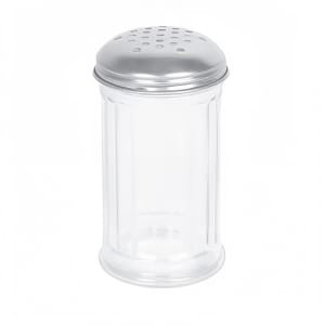 438-GLTWSJ012P 12 oz Paneled Glass Cheese Shaker w/ Perforated Top, Stainless