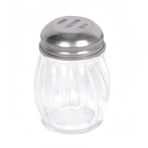 438-GLTWCS006 6 oz Swirl Glass Cheese Shaker w/ Slotted Top, Stainless