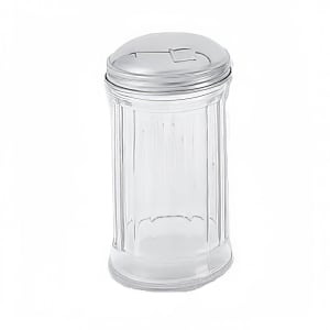 438-GLTWSJ012 12 oz Glass Sugar Pourer w/ Flip Cap Stainless Steel Top