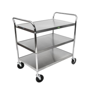 121-499 3 Level Chrome Plated Utility Cart w/ 500 lb Capacity, Flat Ledges