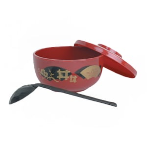 438-PLNB001 30 oz Round Donburi Bowl - Plastic, Red