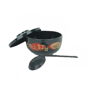 438-PLNB002 30 oz Round Donburi Bowl - Plastic, Black