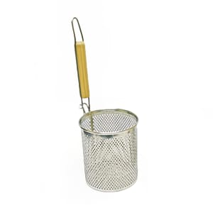 438-SLNS536 5 1/2" Mesh Noodle Skimmer - Wood Handle, Stainless Steel