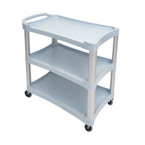 121-2501 3 Shelf Utility Cart w/ Push Handles, 300 lb Capacity, Grey