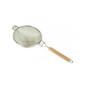 438-SLSTN3308R 9 1/2" Strainer w/ Double Fine Mesh & Wooden Handle, Nickel Plated