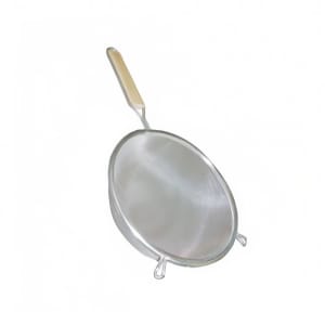 438-SLSTN3106 6" Strainer w/ Single Fine Mesh & Wooden Handle, Tin