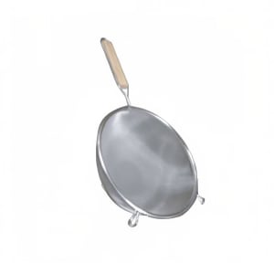 438-SLSTN5408 8" Strainer w/ Double Medium Mesh & Wooden Handle, Stainless