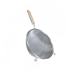 438-SLSTN5410 10" Strainer w/ Double Medium Mesh & Wooden Handle, Stainless