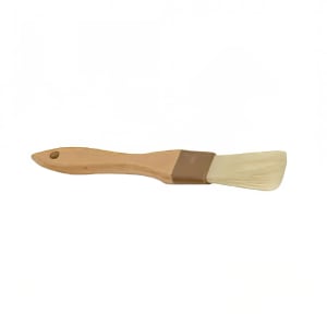 438-WDPB002 1 1/2" Flat Pastry Brush - Boar Bristles, Brown Plastic Ferrule, Wood Handle