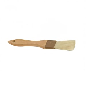 438-WDPB001 1" Flat Pastry Brush - Boar Bristles, Brown Plastic Ferrule, Wood Handle