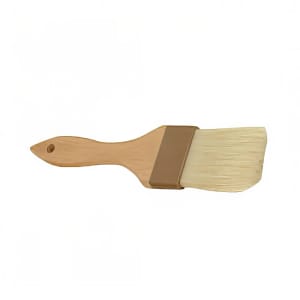 438-WDPB003 2" Flat Pastry Brush - Boar Bristles, Brown Plastic Ferrule, Wood Handle