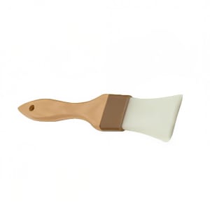 438-WDPB002N 1 1/2" Flat Pastry Brush - Nylon Bristles, Brown Plastic Ferrule, Wood Handle