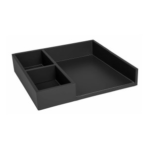 607-RPVDCMTL Deluxe Coffee Tray - Faux Leather, Black