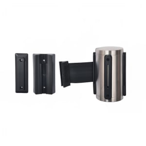 202-5515SSBLK Wall Mount Unit w/ 9 1/2 ft Black Belt, Brushed Stainless