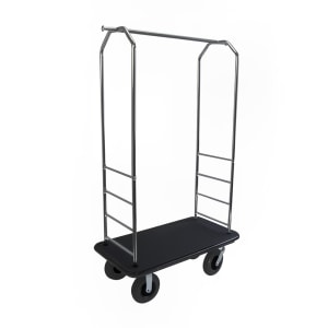 202-2000BK080BLK Easy Mover™ Bellman's Luggage Cart w/ Black Carpet, Chrome