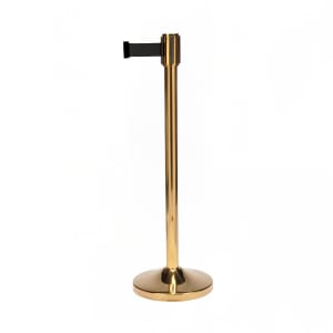 202-5500GDBLK 39" Portable Crowd Control Stanchion, Gold Stainless