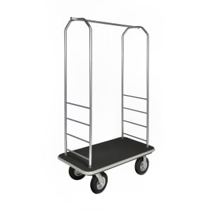 202-2099BK080BLK Easy Mover™ Bellman's Luggage Cart w/ Black Carpet, Stainless