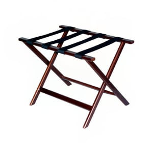 202-277CM1 Wood Luggage Rack w/ 2 1/4" Black Poly Straps - 26"W x 17"D x 19 1/2"H, Cherry Mahogany