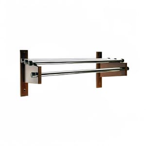 202-TDE30 32" Wall Mount Coat Rack w/ 1" Zinc Plated Rod & Mahogany Hardwood Brackets