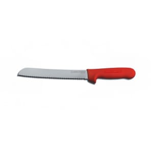 135-13313R SANI-SAFE® 8" Bread Knife w/ Polypropylene Red Handle, Carbon Steel
