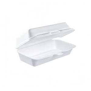 538-72HT1 Hinged Lid Hot Dog Container - 7"L x 3 4/5"W x 2 1/3"H, Insulated Foam, White