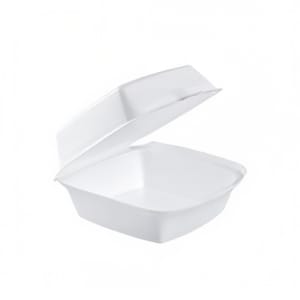 538-60HT1 Hinged Lid Food Container - 6"L x 6"W x 3"H, Insulated Foam, White