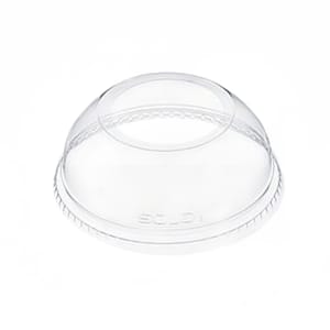 538-DLW626 Dome Lid w/ Hole for Plastic Cups - 4" Round, PET, Clear