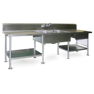 241-SMPT30108 108" Prep Table Sink Unit - (2) Sinks, Splash Mount Faucet