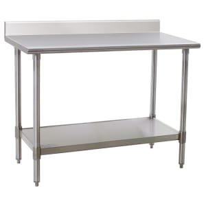 241-T2448SEBS 48" 14 ga Work Table w/ Undershelf & 300 Series Stainless Top, 4 1/2" Backsplash