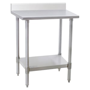 241-T3030BBS 30" 16 ga Work Table w/ Undershelf & 430 Series Stainless Top, 4 1/2" Backsplash