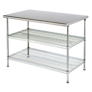 241-T2436EBW 36" 16 ga Work Table w/ Undershelves & 304 Series Stainless Flat Top