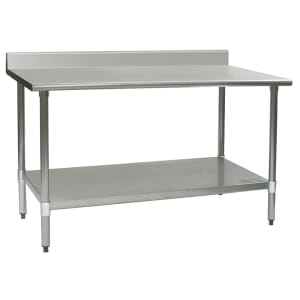241-T2460BBS 60" 16 ga Work Table w/ Undershelf & 430 Series Stainless Top, 4 1/2" Backsplash