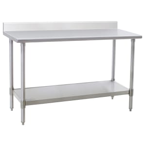 241-T2460SEBS 60" 14 ga Work Table w/ Undershelf & 300 Series Stainless Top, 4 1/2" Backsplash