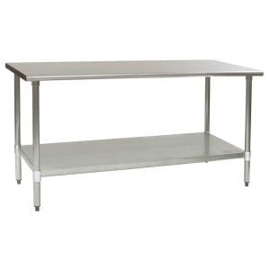 241-T2472B 72" 16 ga Work Table w/ Undershelf & 430 Series Stainless Flat Top