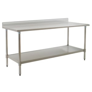 241-T2472SEBS 72" 14 ga Work Table w/ Undershelf & 300 Series Stainless Top, 4 1/2" Backsplash