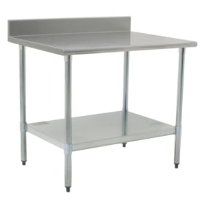 241-T3036BBS 36" 16 ga Work Table w/ Undershelf & 430 Series Stainless Top, 4 1/2" Backsplash