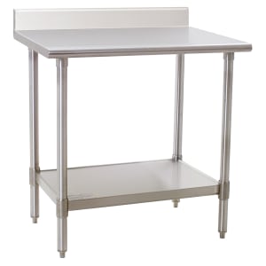 241-T3036SEBBS 36" 16 ga Work Table w/ Undershelf & 300 Series Stainless Top, 4 1/2" Backsplash