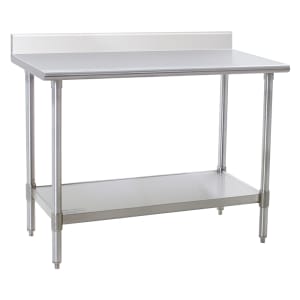 241-T3048SBBS 48" 16 ga Work Table w/ Undershelf & 430 Series Stainless Top, 4 1/2" Backsplash