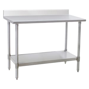 241-T3048SEBS 48" 14 ga Work Table w/ Undershelf & 300 Series Stainless Top, 4 1/2" Backsplash