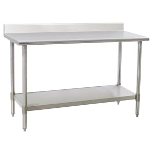 241-T3060SEBS 60" 14 ga Work Table w/ Undershelf & 300 Series Stainless Top, 4 1/2" Backsplash