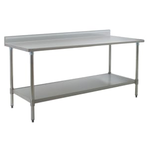 241-T3072SEBS 72" 14 ga Work Table w/ Undershelf & 300 Series Stainless Top, 4 1/2" Backsplash