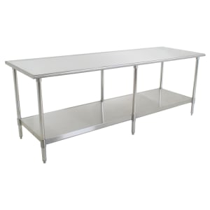 241-T3096SB 96" 16 ga Work Table w/ Undershelf & 430 Series Stainless Flat Top